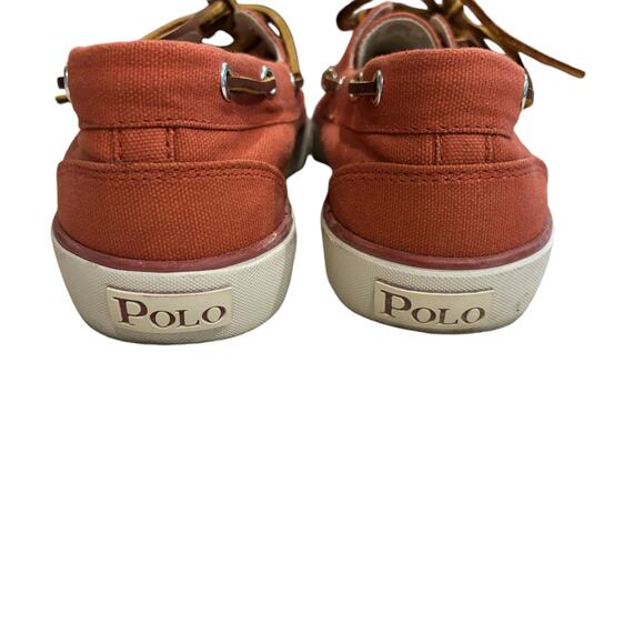 Polo Ralph Lauren Mens Canvas Sander Leather Laced Boat Shoes Size 8.5 - Picture 4 of 10